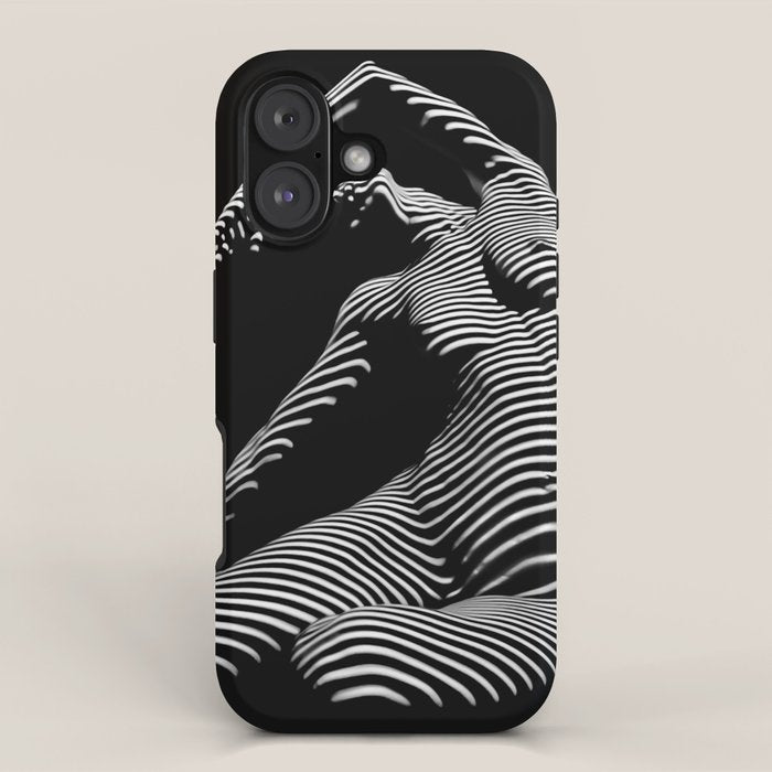 0077s-DJA Abstract Photograph of Seated Woman Striped by Light and Shade iPhone Case