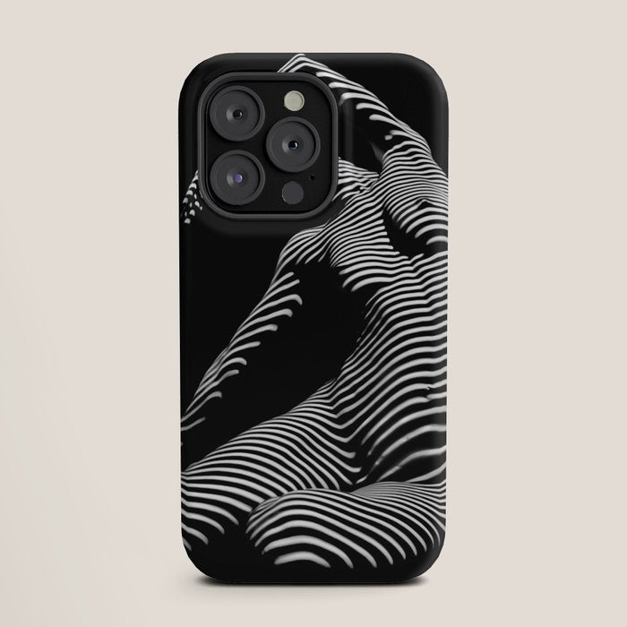 0077s-DJA Abstract Photograph of Seated Woman Striped by Light and Shade iPhone Case
