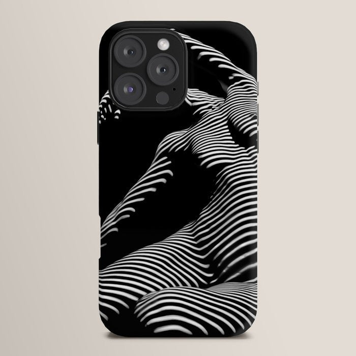 0077s-DJA Abstract Photograph of Seated Woman Striped by Light and Shade iPhone Case