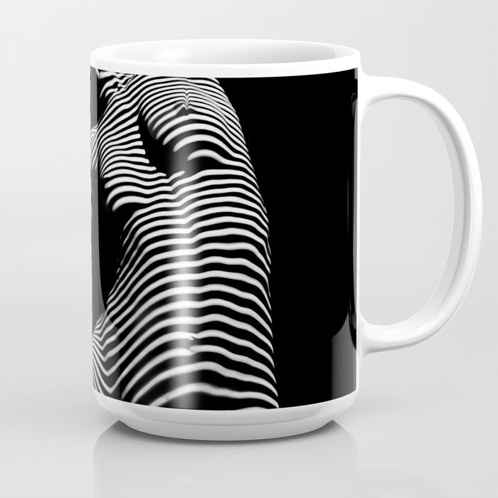 0077s-DJA Abstract Photograph of Seated Woman Striped by Light and Shade Coffee Mug
