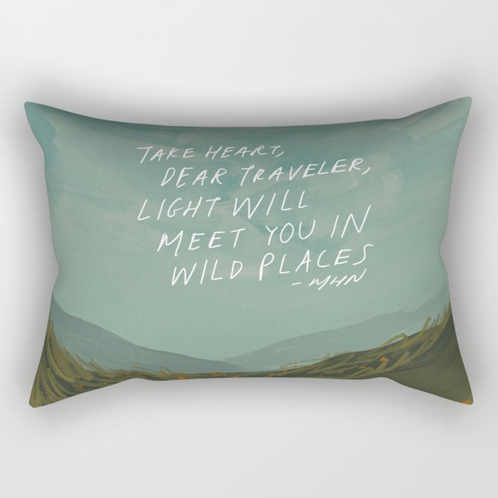 "Take Heart, Dear Traveller, Light Will Meet You In Wild Places." | Landscape Design Rectangular Pillow