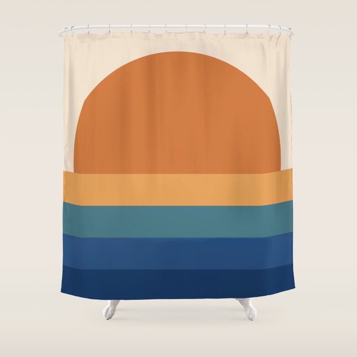 70's Retro Sunset Shower Curtain