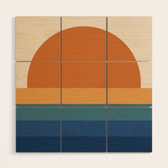 70's Retro Sunset Wood Wall Art