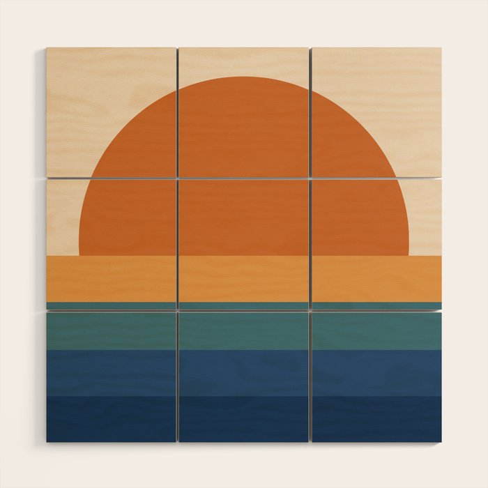 70's Retro Sunset Wood Wall Art