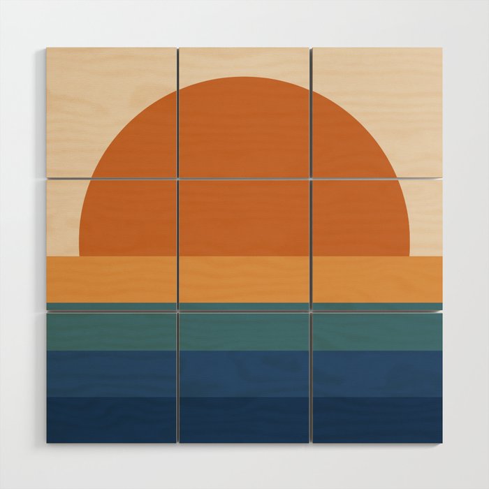 70's Retro Sunset Wood Wall Art