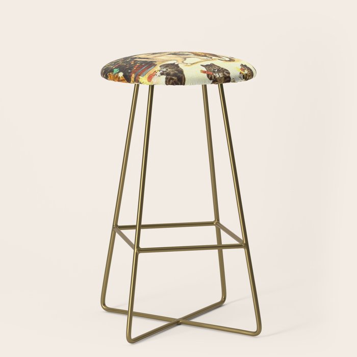 Christmas Party Cats' by Louis Wain Vintage Cat Art Stool