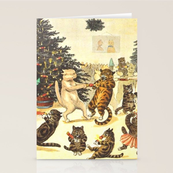 Christmas Party Cats' by Louis Wain Vintage Cat Art Stationery Card