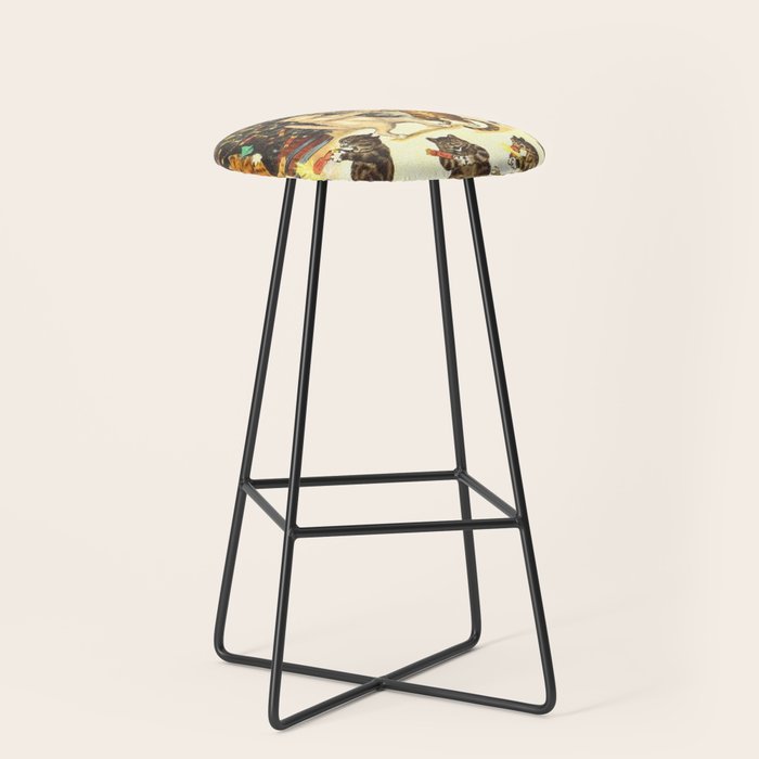 Christmas Party Cats' by Louis Wain Vintage Cat Art Stool