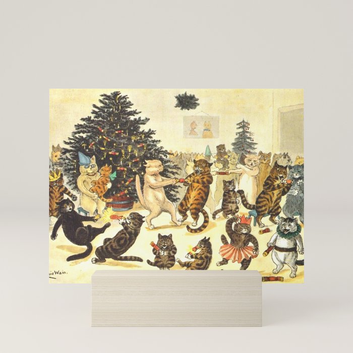 Christmas Party Cats' by Louis Wain Vintage Cat Art Mini Art Print