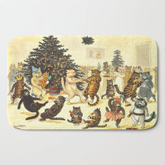 Christmas Party Cats' by Louis Wain Vintage Cat Art Bath Mat