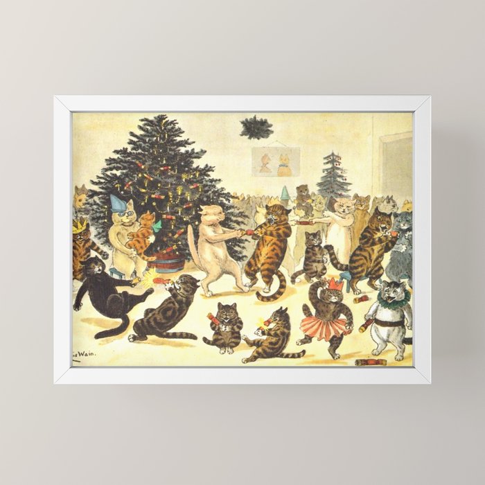 Christmas Party Cats' by Louis Wain Vintage Cat Art Mini Art Print