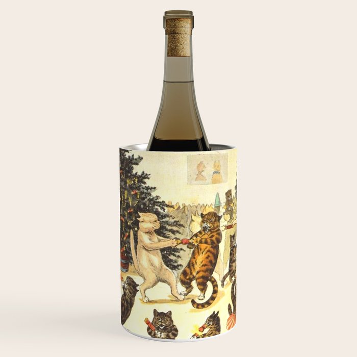 Christmas Party Cats' by Louis Wain Vintage Cat Art Wine Chiller