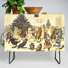 Christmas Party Cats' by Louis Wain Vintage Cat Art Credenza