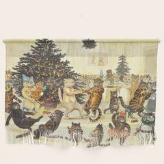 Christmas Party Cats' by Louis Wain Vintage Cat Art Wall Hanging