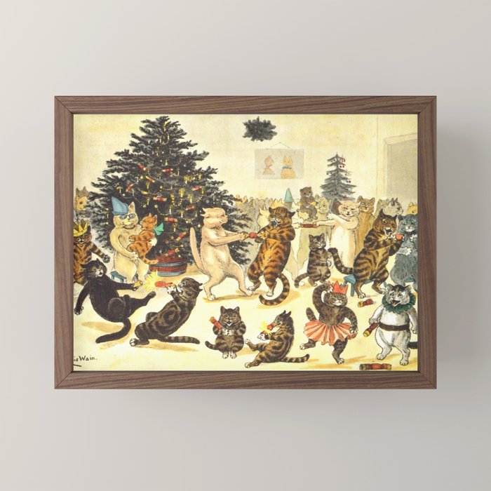 Christmas Party Cats' by Louis Wain Vintage Cat Art Mini Art Print
