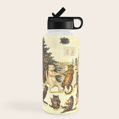 Christmas Party Cats' by Louis Wain Vintage Cat Art Water Bottle