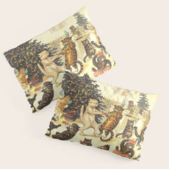Christmas Party Cats' by Louis Wain Vintage Cat Art Pillow Sham