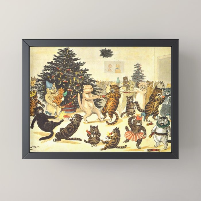 Christmas Party Cats' by Louis Wain Vintage Cat Art Mini Art Print