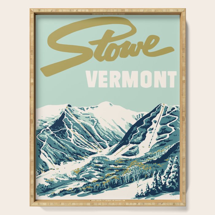 2021 Ski Stowe Vermont Vintage Poster  Serving Tray