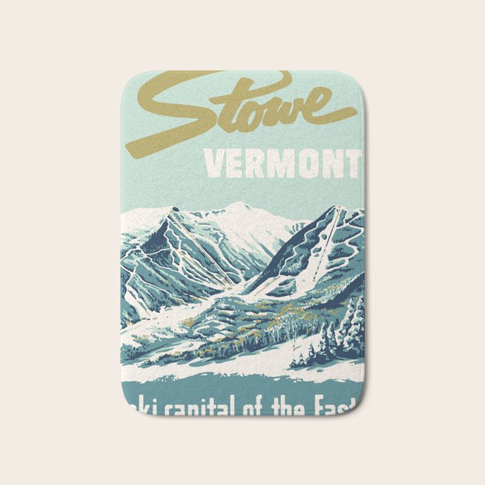 2021 Ski Stowe Vermont Vintage Poster  Bath Mat