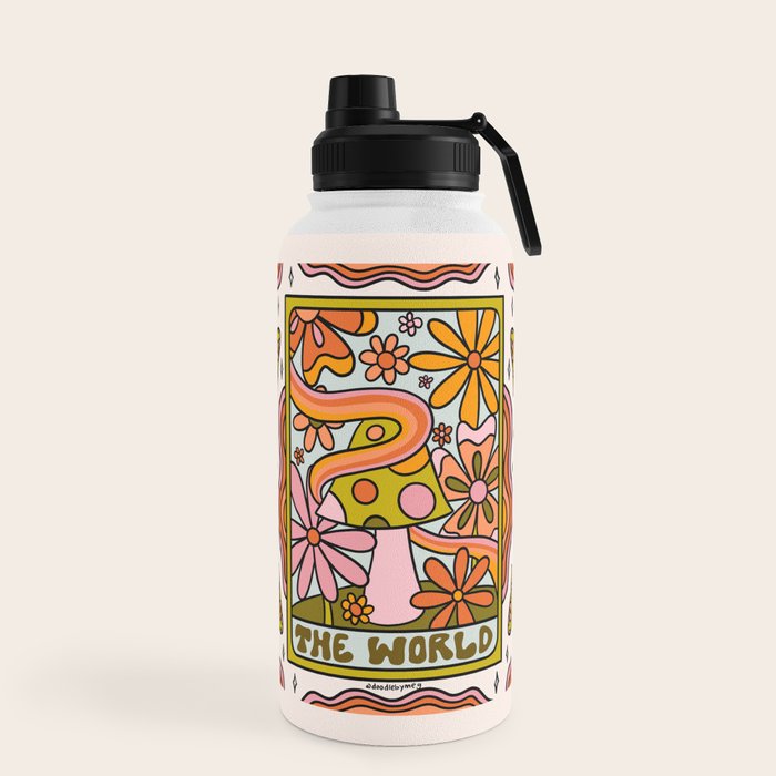 21. World Tarot Mushroom Water Bottle