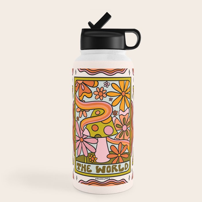 21. World Tarot Mushroom Water Bottle