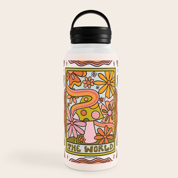 21. World Tarot Mushroom Water Bottle