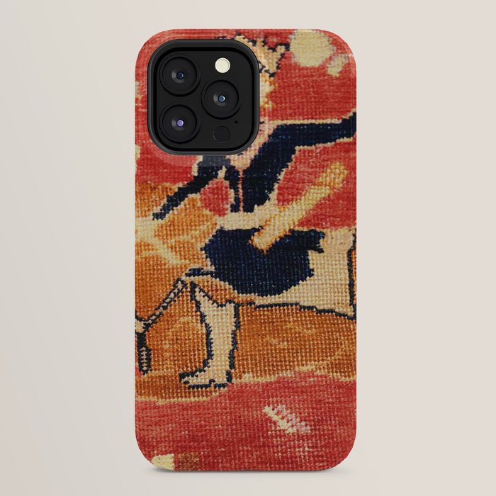 17th Century Isfahan Persian Animal Rug Print iPhone Case