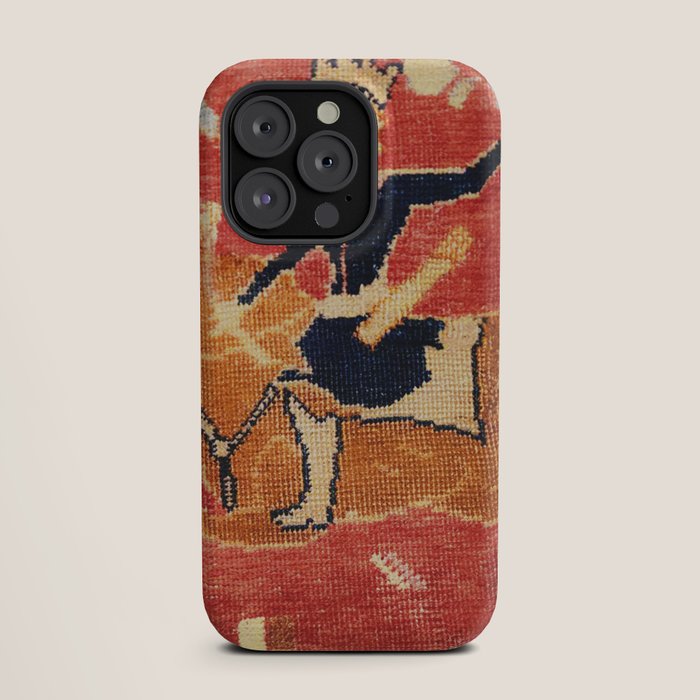 17th Century Isfahan Persian Animal Rug Print iPhone Case
