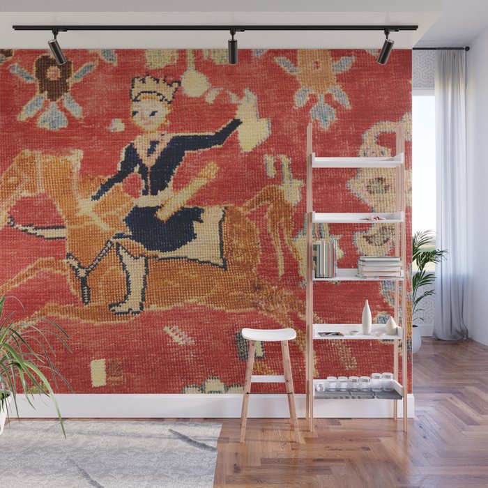 17th Century Isfahan Persian Animal Rug Print Wall Mural