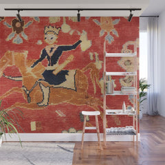 17th Century Isfahan Persian Animal Rug Print Wall Mural