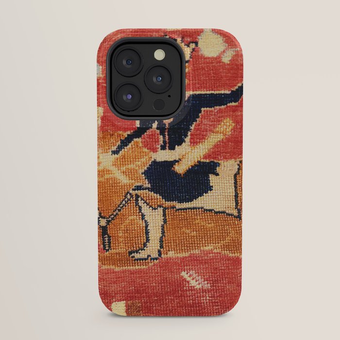 17th Century Isfahan Persian Animal Rug Print iPhone Case