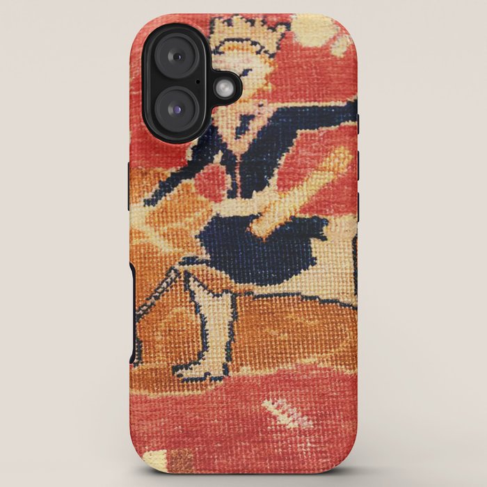 17th Century Isfahan Persian Animal Rug Print iPhone Case