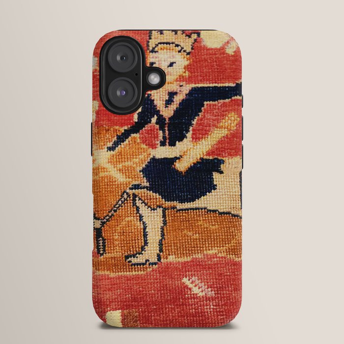 17th Century Isfahan Persian Animal Rug Print iPhone Case