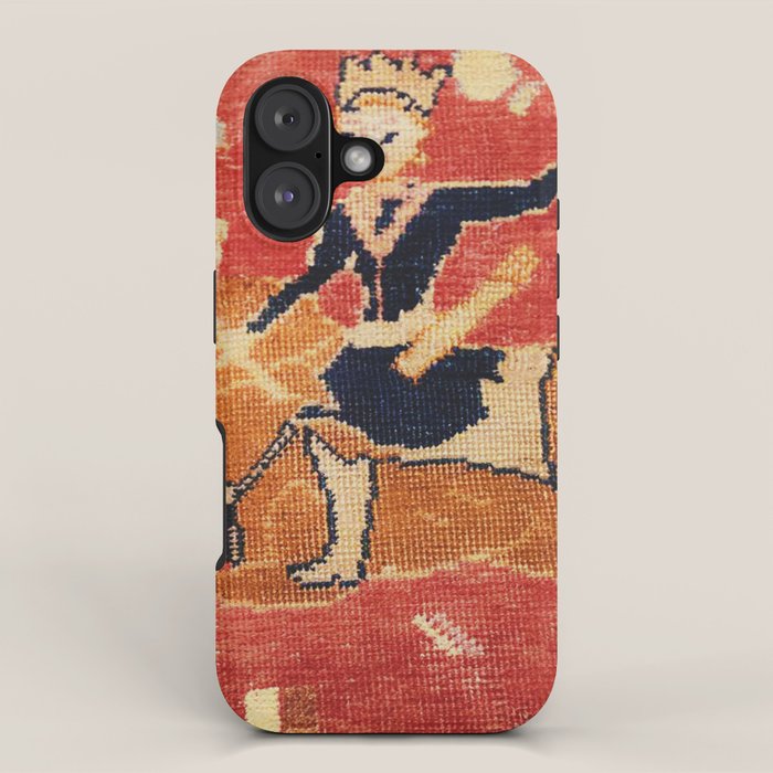 17th Century Isfahan Persian Animal Rug Print iPhone Case