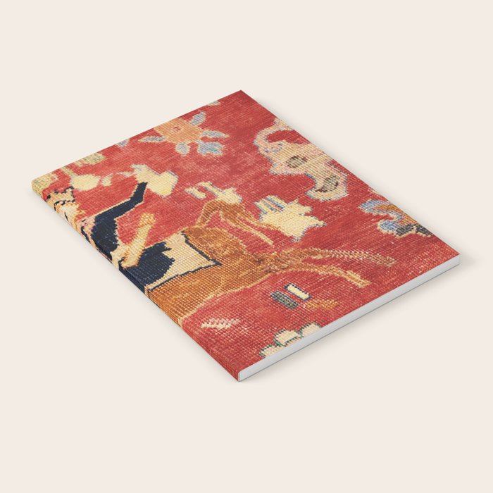 17th Century Isfahan Persian Animal Rug Print Notebook