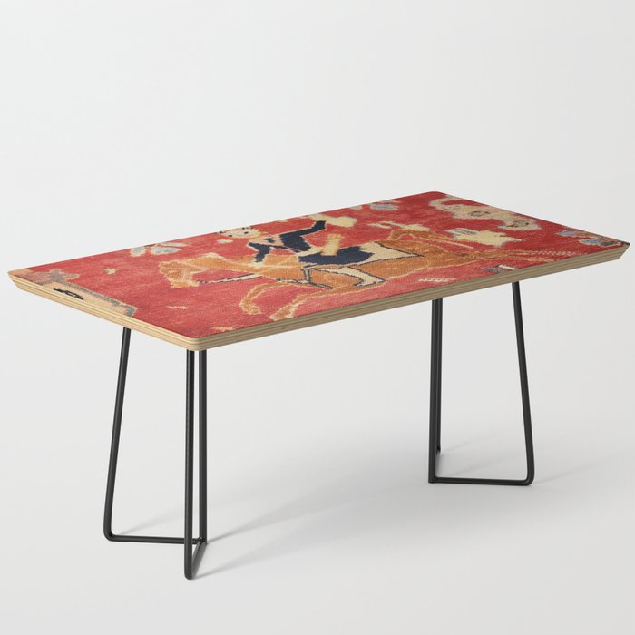 17th Century Isfahan Persian Animal Rug Print Coffee Table