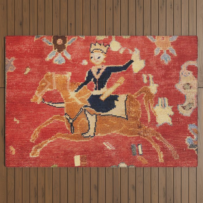 17th Century Isfahan Persian Animal Rug Print Outdoor Rug