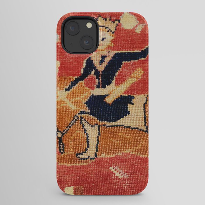 17th Century Isfahan Persian Animal Rug Print iPhone Case