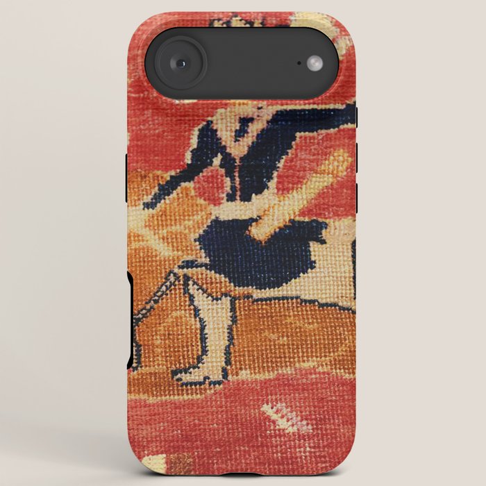 17th Century Isfahan Persian Animal Rug Print iPhone Case