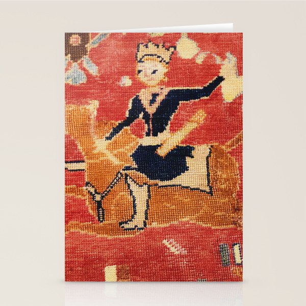 17th Century Isfahan Persian Animal Rug Print Stationery Card