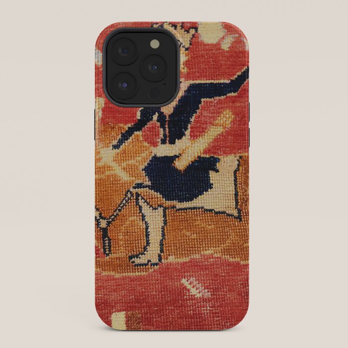 17th Century Isfahan Persian Animal Rug Print iPhone Case