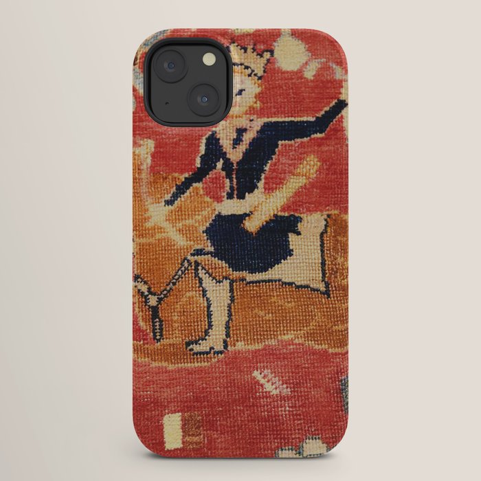 17th Century Isfahan Persian Animal Rug Print iPhone Case