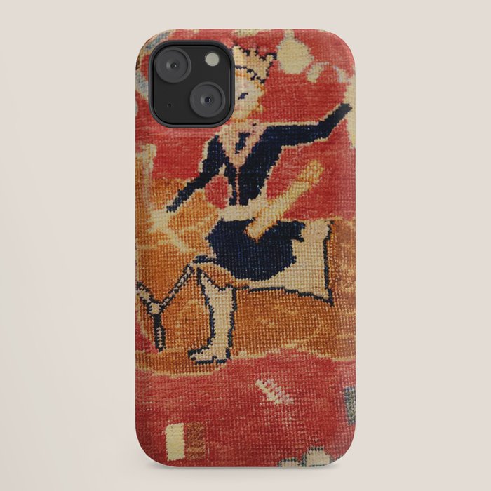 17th Century Isfahan Persian Animal Rug Print iPhone Case