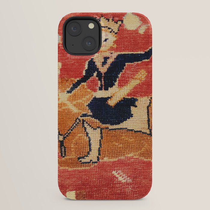 17th Century Isfahan Persian Animal Rug Print iPhone Case