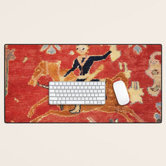 17th Century Isfahan Persian Animal Rug Print Desk Mat