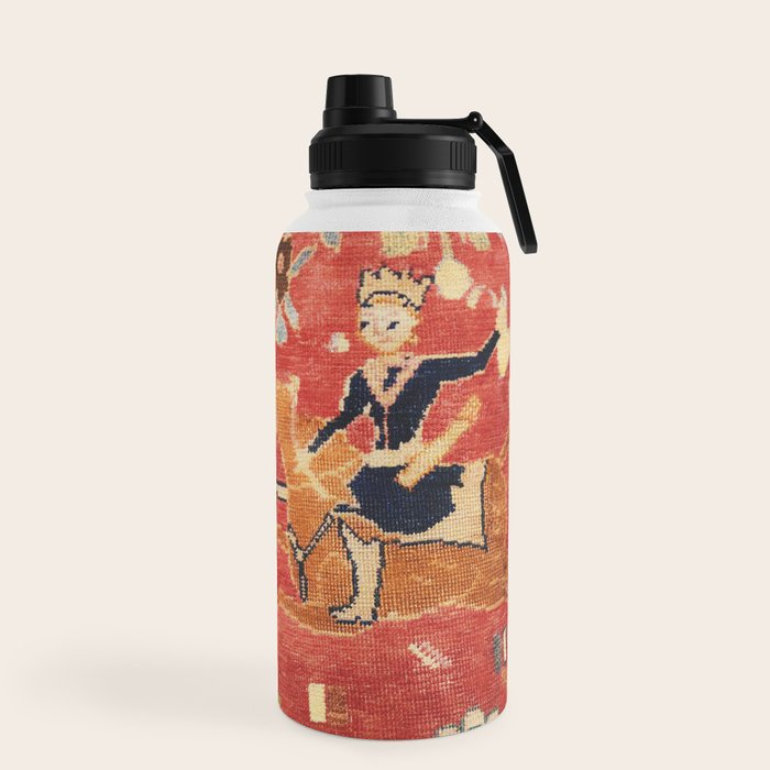17th Century Isfahan Persian Animal Rug Print Water Bottle