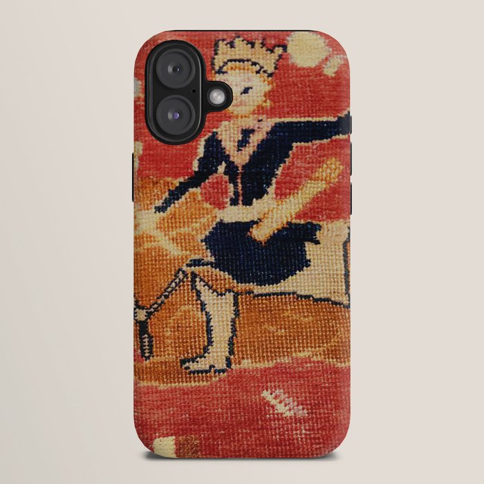 17th Century Isfahan Persian Animal Rug Print iPhone Case