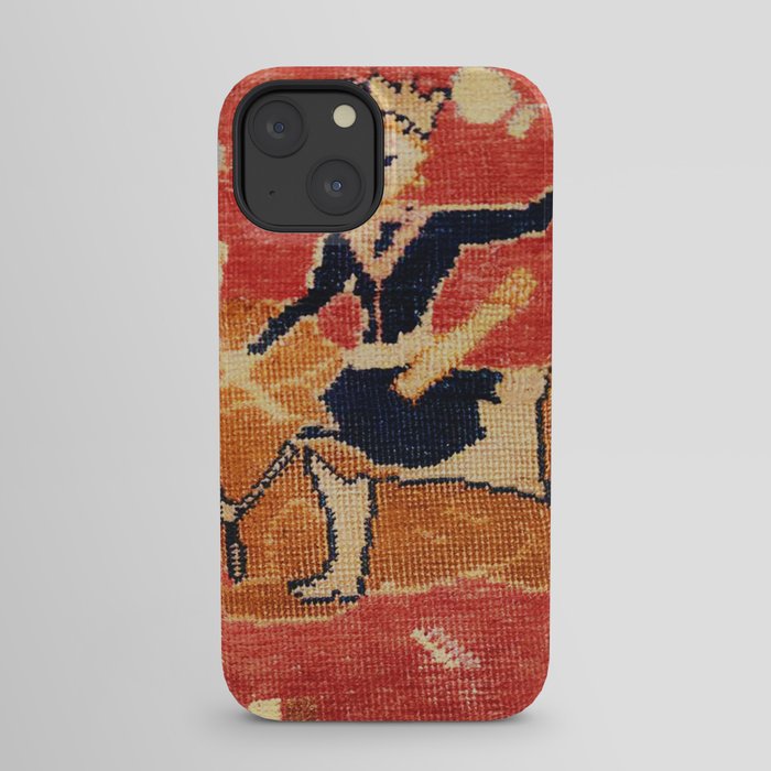 17th Century Isfahan Persian Animal Rug Print iPhone Case