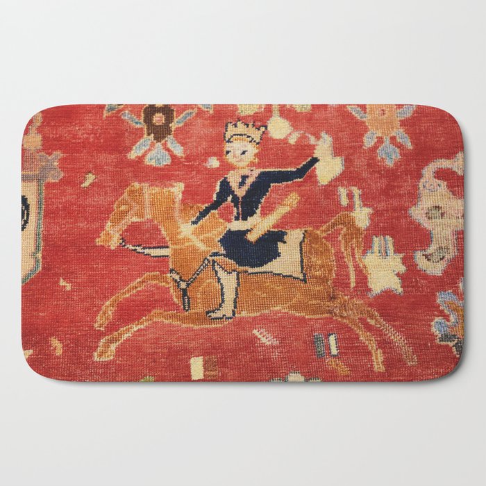 17th Century Isfahan Persian Animal Rug Print Bath Mat